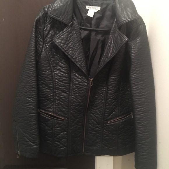 Faux Leather Jacket w/Fur - Picture 5 of 5